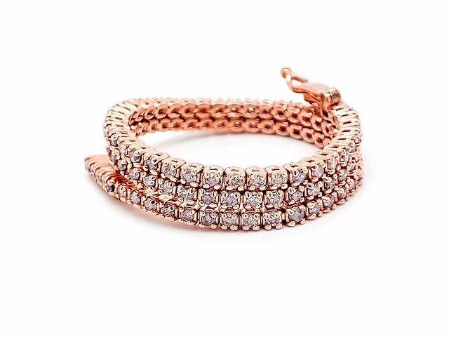 14 krt. rose gouden tennis armband 1,00 crt. naturel - afbeelding 1 van  7