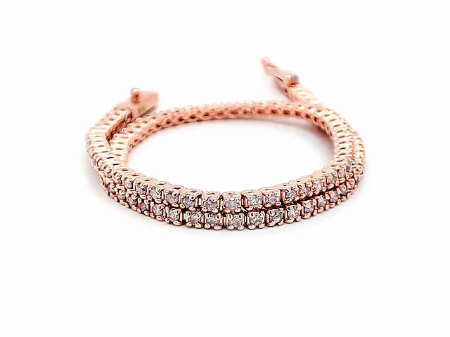 14 krt. rose gouden tennis armband 1,00 crt. naturel - afbeelding 3 van  7