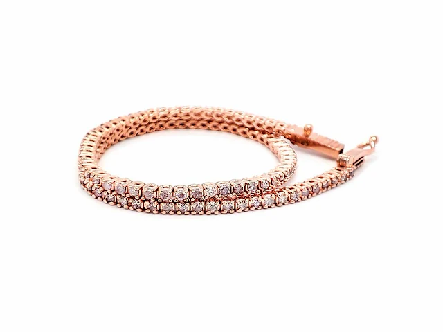 14 krt. rose gouden tennis armband 1,00 crt. naturel - afbeelding 4 van  7