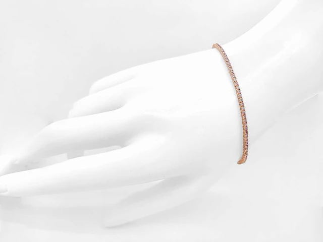 14 krt. rose gouden tennis armband 1,00 crt. naturel - afbeelding 5 van  7