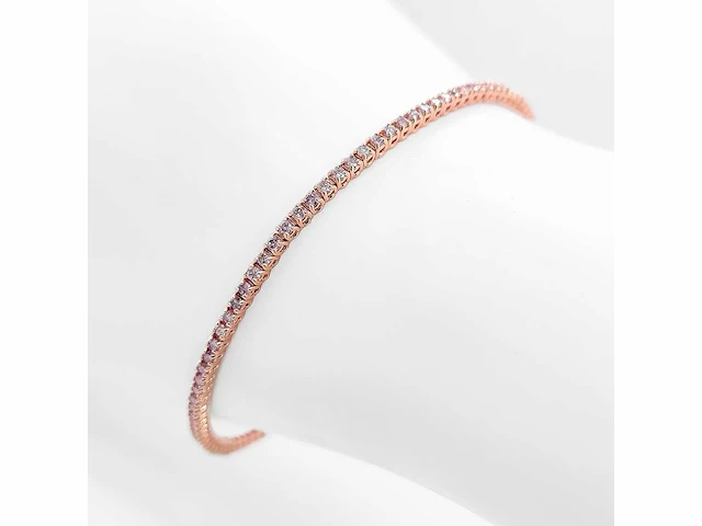 14 krt. rose gouden tennis armband 1,00 crt. naturel - afbeelding 6 van  7