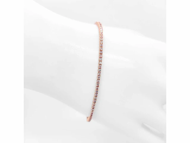 14 krt. rose gouden tennis armband 1,00 crt. naturel - afbeelding 7 van  7