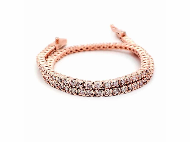 14 krt. rose gouden tennis armband 1,00 crt. naturel - afbeelding 1 van  11