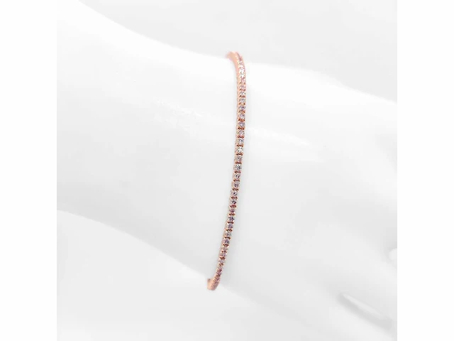 14 krt. rose gouden tennis armband 1,00 crt. naturel - afbeelding 10 van  11