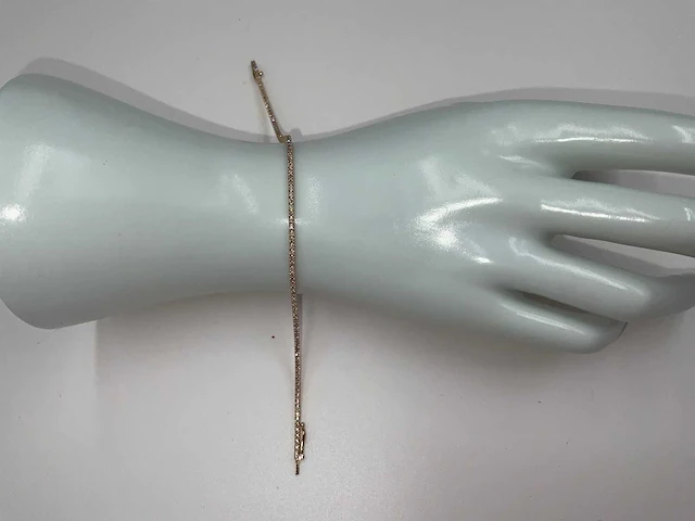 14 krt. rose gouden tennis armband 1,00 crt. naturel - afbeelding 8 van  11