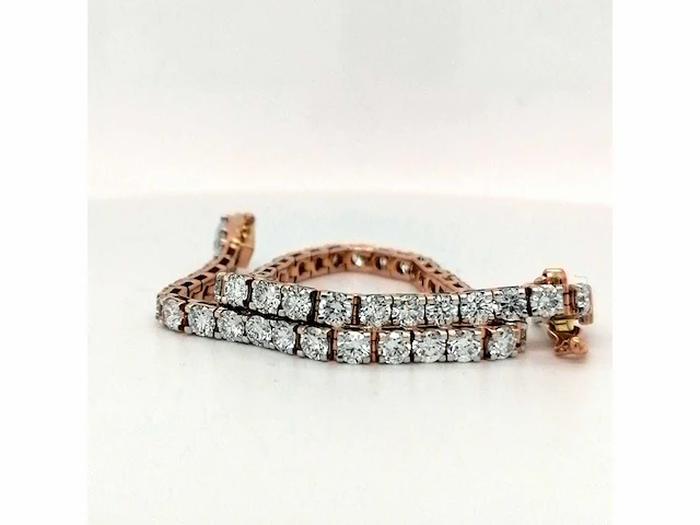 14 krt. rose gouden tennis armband met diamant 4,62 crt. - afbeelding 4 van  7