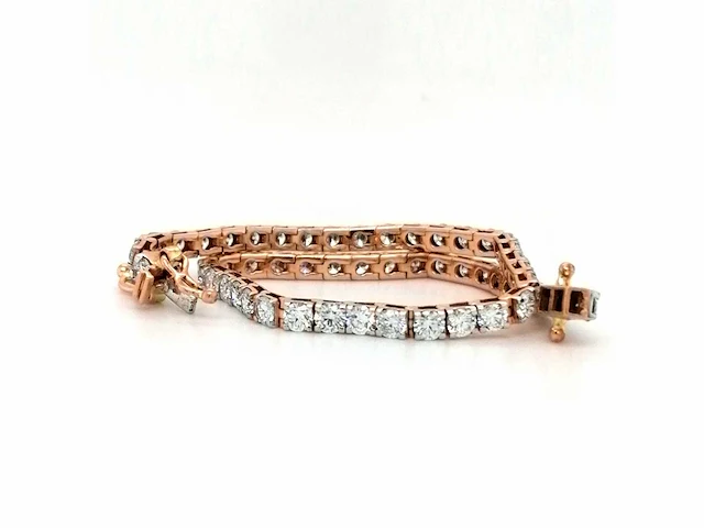 14 krt. rose gouden tennis armband met diamant 4,62 crt. - afbeelding 5 van  7