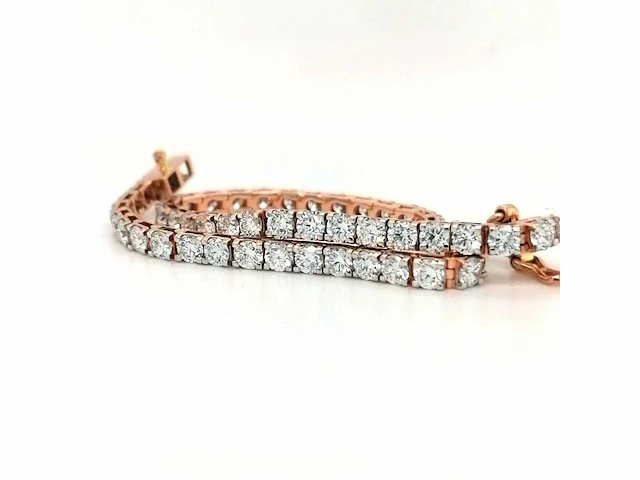 14 krt. rose gouden tennis armband met diamant 4,62 crt. - afbeelding 6 van  7