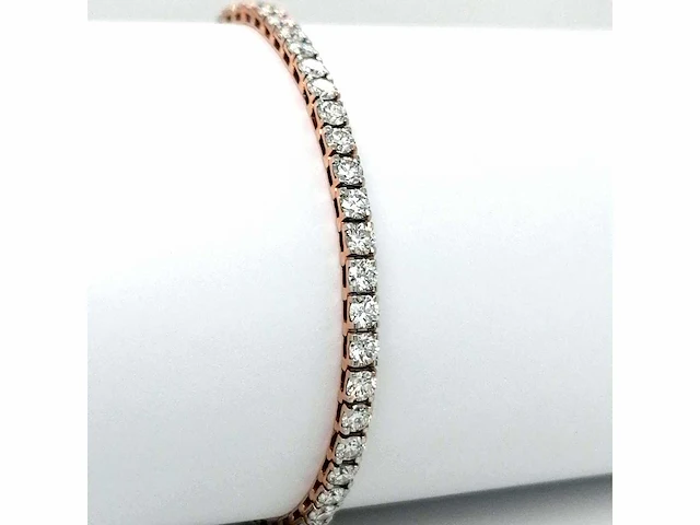 14 krt. rose gouden tennis armband met diamant 4,62 crt. - afbeelding 7 van  7