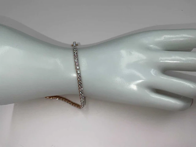 14 krt. rose gouden tennis armband met diamant 4,62 crt. - afbeelding 2 van  13