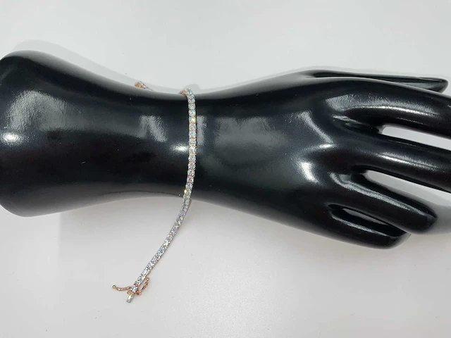 14 krt. rose gouden tennis armband met diamant 4,62 crt. - afbeelding 3 van  13
