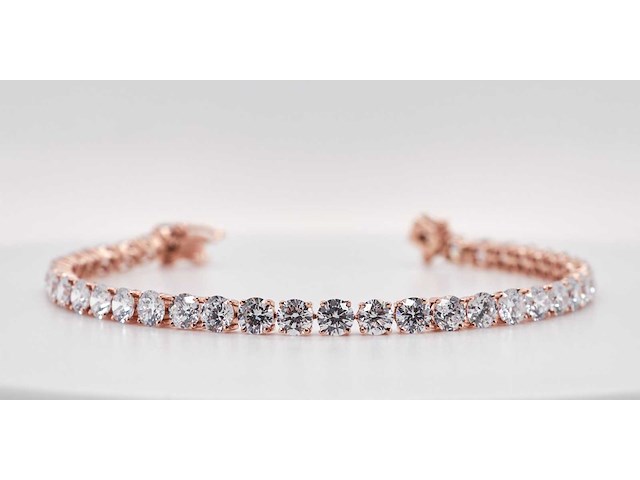 14 krt rosé gouden tennisarmband met natuurlijke diamant 15,55 crt - afbeelding 3 van  5