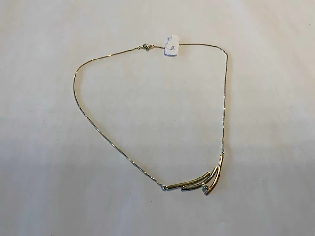 14 krt rosé, wit- en geelgouden collier - afbeelding 1 van  4