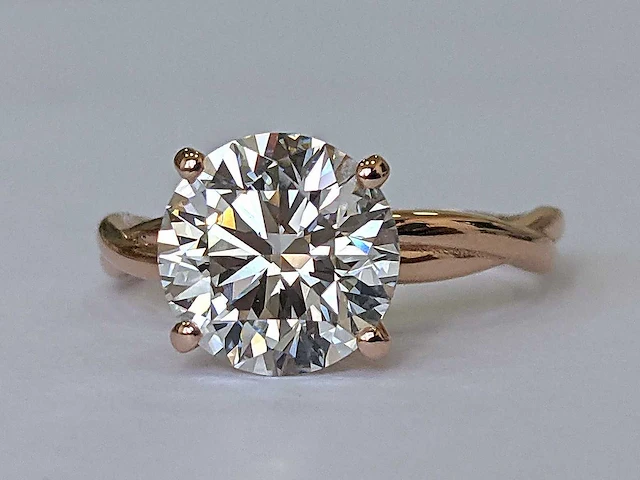 14 krt. roségouden ring met 3,04 crt. diamant - afbeelding 1 van  7