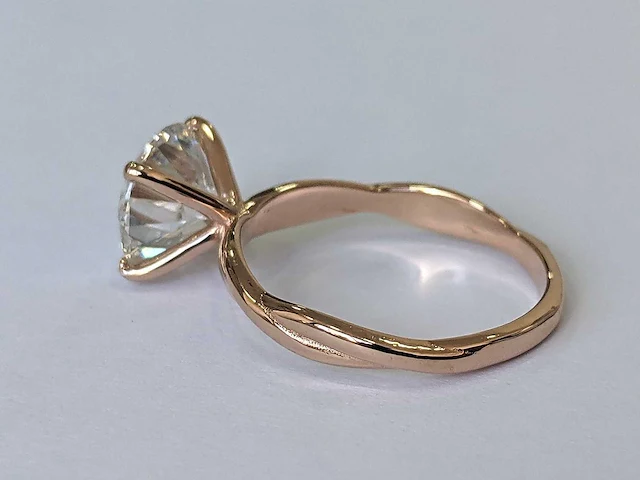 14 krt. roségouden ring met 3,04 crt. diamant - afbeelding 4 van  7