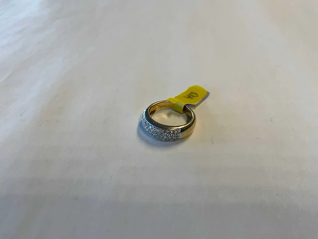 14 krt wit- en geelgouden bolle ring - afbeelding 1 van  4