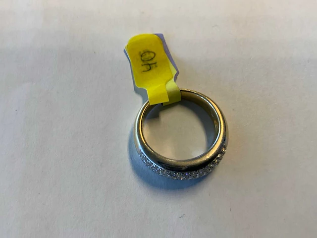 14 krt wit- en geelgouden bolle ring - afbeelding 4 van  4