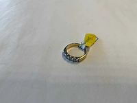 14 krt wit- en geelgouden rijring - afbeelding 1 van  4