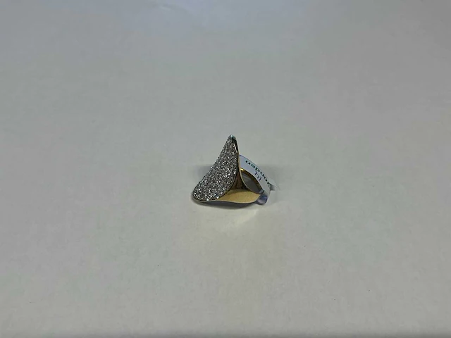 14 krt wit- en geelgouden ring ring - afbeelding 2 van  3