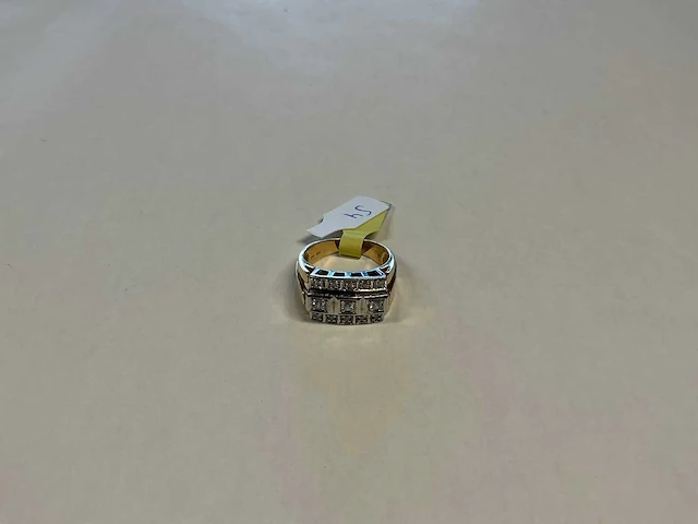 14 krt wit- en geelgouden ring - afbeelding 1 van  4