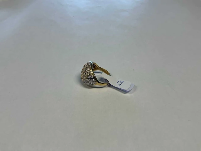 14 krt wit- en geelgouden ring - afbeelding 2 van  3