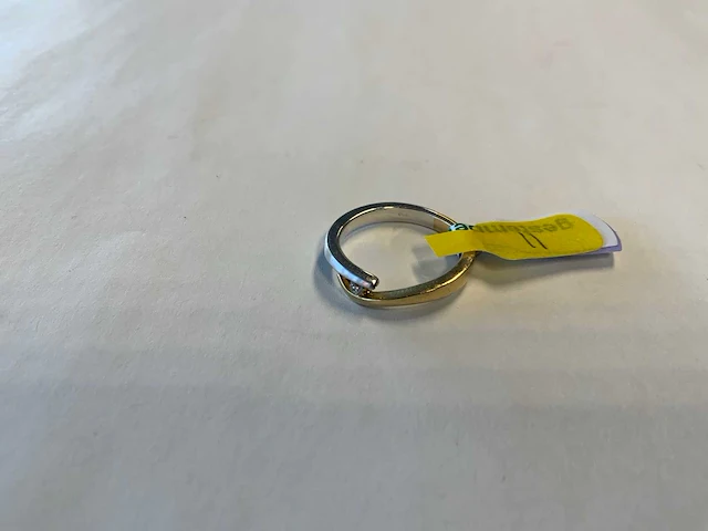 14 krt wit- en geelgouden ring - afbeelding 1 van  4