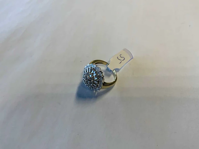 14 krt wit- en geelgouden ring - afbeelding 1 van  4