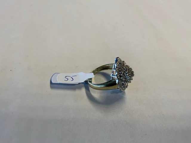 14 krt wit- en geelgouden ring - afbeelding 2 van  4