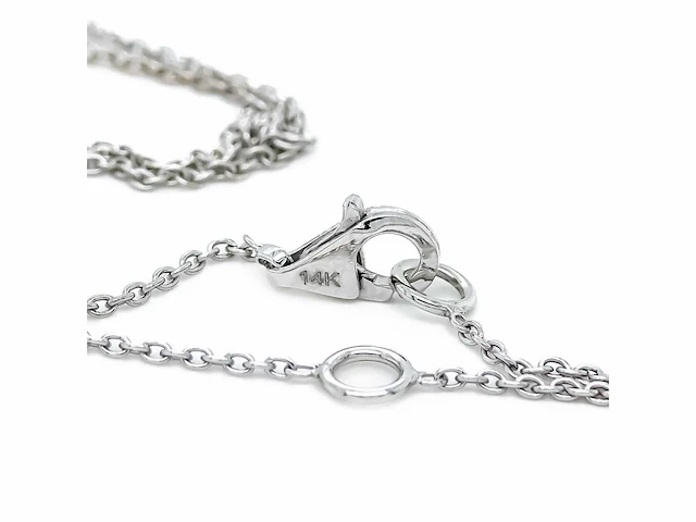 14 krt. wit gouden ketting met diamant 2 crt. - afbeelding 3 van  6
