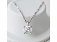 14 krt. wit gouden ketting met diamant 2 crt. - afbeelding 5 van  6