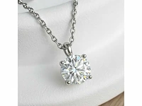 14 krt. wit gouden ketting met diamant 2 crt. - afbeelding 6 van  6