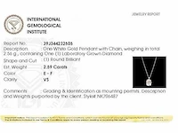 14 krt. wit gouden ketting met hanger met diamant 2,59 crt. - afbeelding 2 van  5