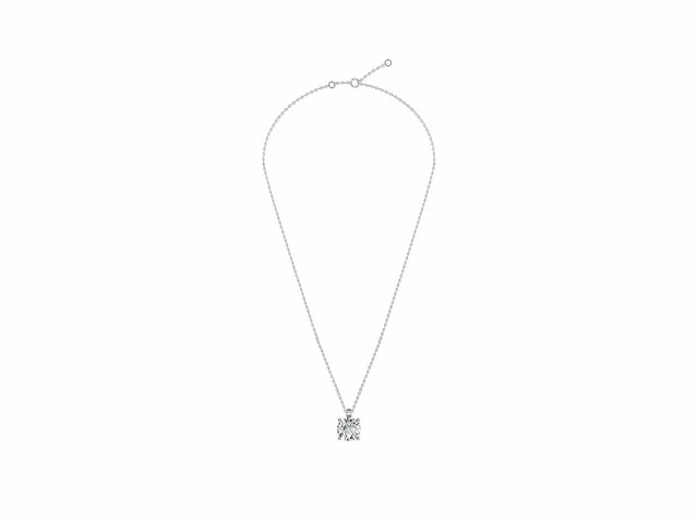 14 krt. wit gouden ketting met hanger met diamant 2,59 crt. - afbeelding 3 van  5