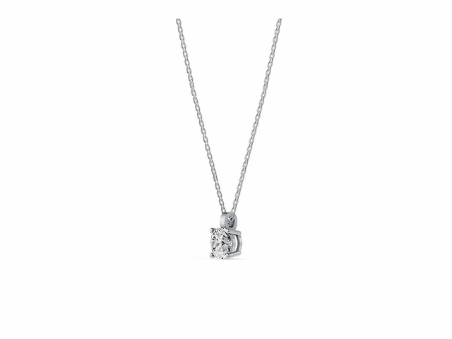 14 krt. wit gouden ketting met hanger met diamant 2,59 crt. - afbeelding 4 van  5