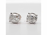 14 krt. wit gouden oorstekers met diamant 3 crt. - afbeelding 1 van  7