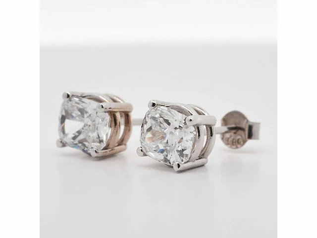 14 krt. wit gouden oorstekers met diamant 3 crt. - afbeelding 3 van  7