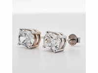 14 krt. wit gouden oorstekers met diamant 3 crt. - afbeelding 3 van  7