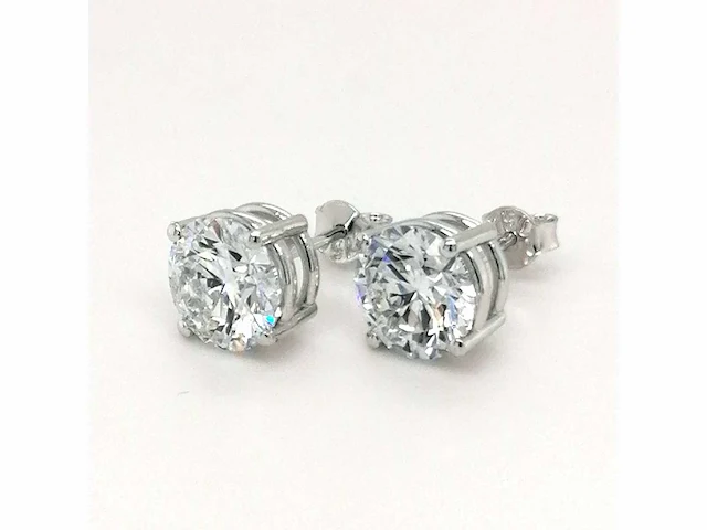 14 krt. wit gouden oorstekers met diamant 5,16 crt. - afbeelding 2 van  9