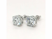 14 krt. wit gouden oorstekers met diamant 5,16 crt. - afbeelding 2 van  9