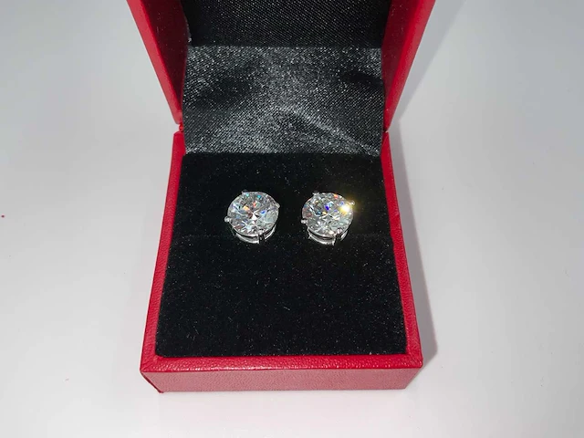 14 krt. wit gouden oorstekers met diamant 5,16 crt. - afbeelding 6 van  9