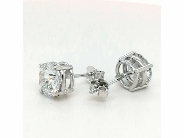 14 krt. wit gouden oorstekers met diamant 5,16 crt. - afbeelding 7 van  9