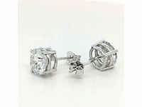 14 krt. wit gouden oorstekers met diamant 5,16 crt. - afbeelding 7 van  9