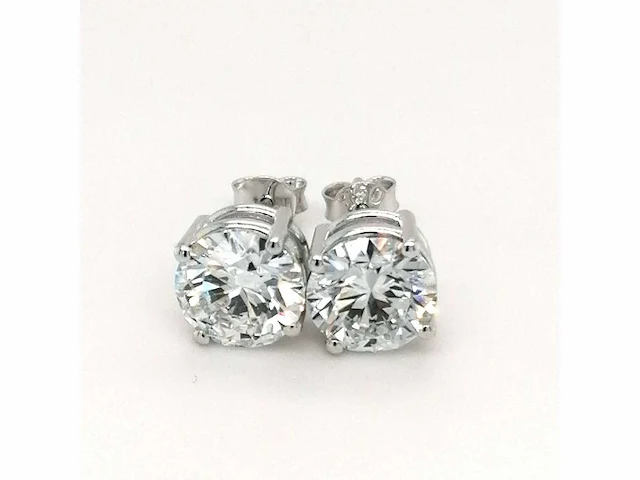14 krt. wit gouden oorstekers met diamant 5,16 crt. - afbeelding 8 van  9