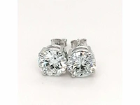 14 krt. wit gouden oorstekers met diamant 5,16 crt. - afbeelding 8 van  9