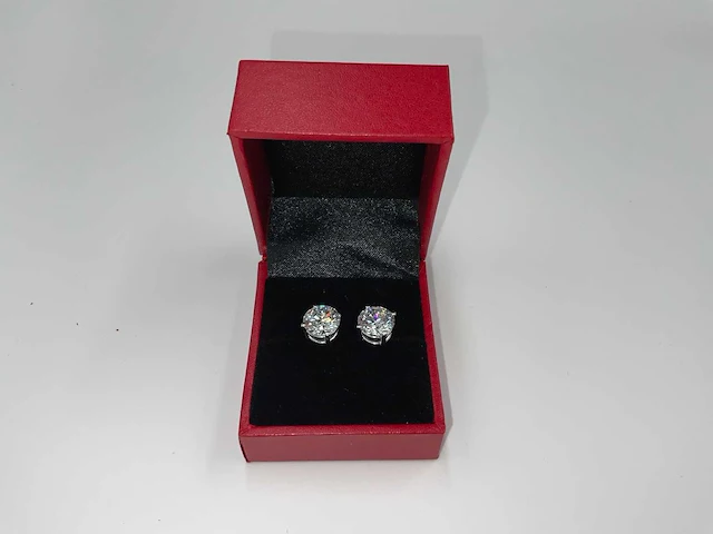 14 krt. wit gouden oorstekers met diamant 5,16 crt. - afbeelding 9 van  9