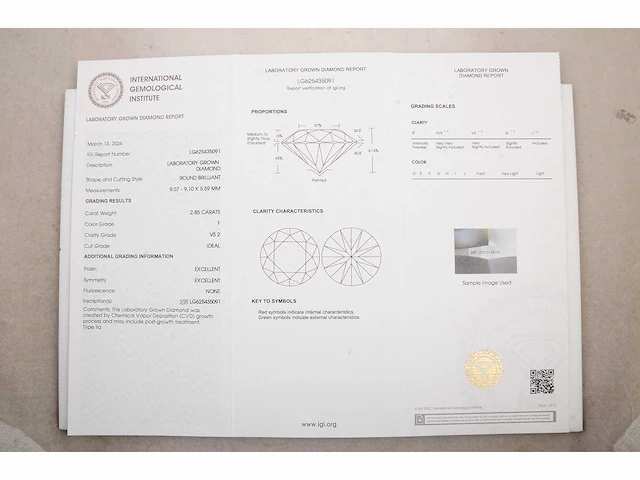 14 krt. wit gouden ring 3,18 crt diamanten - afbeelding 2 van  6