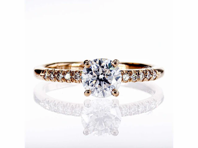 14 krt. wit gouden ring met diamant 1,01 crt. naturel - afbeelding 1 van  6