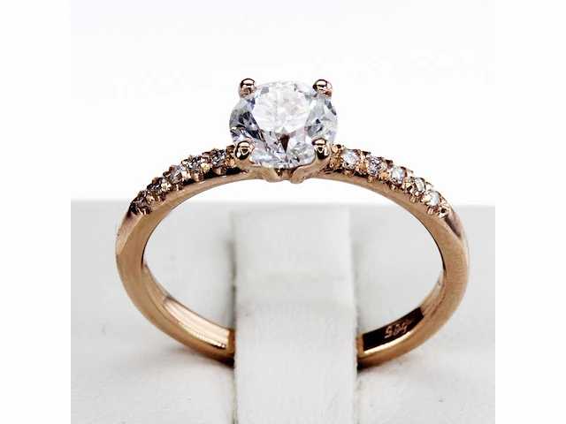 14 krt. wit gouden ring met diamant 1,01 crt. naturel - afbeelding 6 van  6