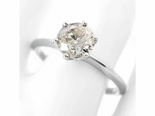 14 krt. wit gouden ring met diamant 1,02 crt. naturel - afbeelding 1 van  7