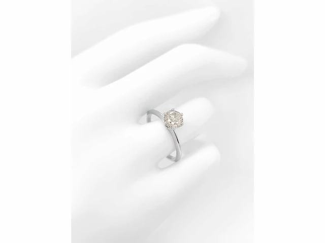 14 krt. wit gouden ring met diamant 1,02 crt. naturel - afbeelding 3 van  7